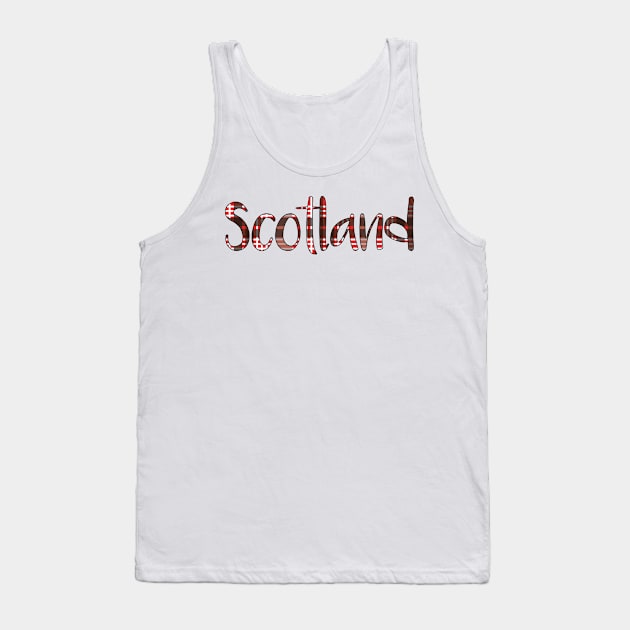 SCOTLAND, Red, Black and White Tartan Style Design Tank Top by MacPean